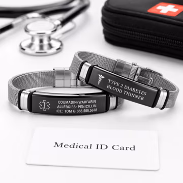 Custom Medical Alert Bracelet for Men Women, Adjustable Engraved Stainless Steel ID Bracelet, Personalized Emergency Medical Jewelry Gift