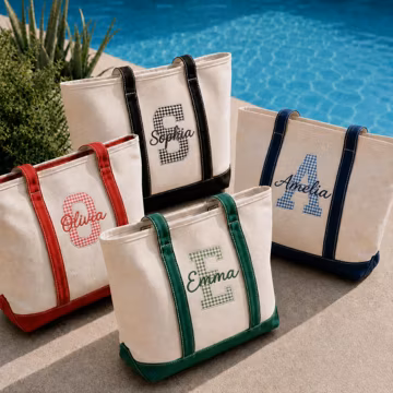 Personalized Teacher Tote Bag, Custom Embroidered Gingham Initial & Name Bag, Back to School, Custom Monogram Gift