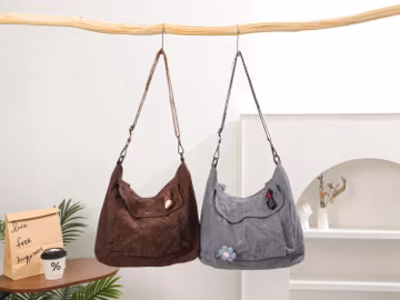 Retro Corduroy Crossbody Tote Bag, Adjustable Shoulder Strap