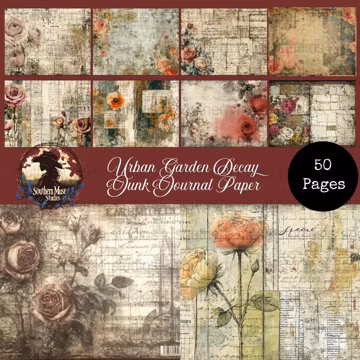 Urban Garden Junk Journal Paper, Floral Ephemera, Vintage Scrapbook, Botanical Art, 50 Digital Pages, Instant Download PDFs, mixdd media