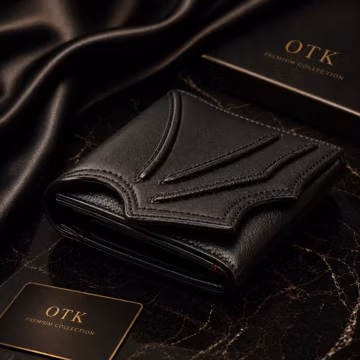 OTK Gothic Leather Wallet Black Compact Wallet Alternative Streetwear Wallet Handmade Dark Aesthetic Wallet Unisex Gift