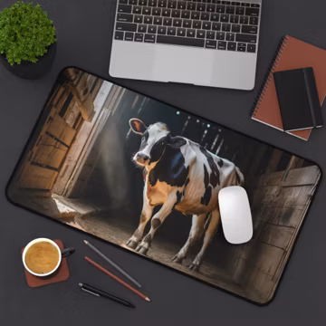 Cow Desk Mat Cow Mouse Pad Holstein Cow Lover Gift For Her Cow Portrait Cute Keyboard Mat Home Office Decor Farmhouse Girly Tech Accessory