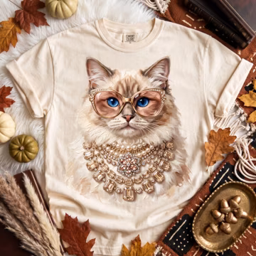 Luxury Cat PNG: Glam Blue Eyed Cat, Jeweled Feline Clipart, Elegant Kitty Portrait, Sparkle Pet Art (Digital Download)