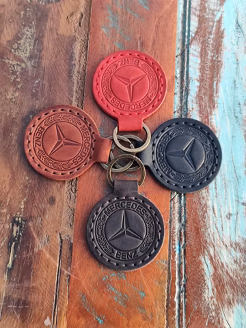 Personalized Mercedes-Benz Leather Keychain | Handmade Keyring | Custom Initials | Gift for Drivers