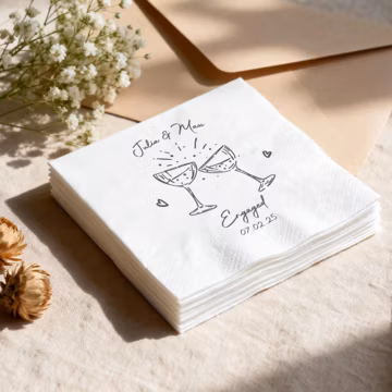 Custom Cocktail Napkins | Personalized Wedding Cocktail Napkins for Bridal Shower & Engagement Party Decor | Wedding Reception Napkins
