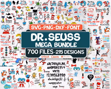 Dr. Seuss SVG Mega Bundle: 215 Designs, 700 Files (Digital Download)