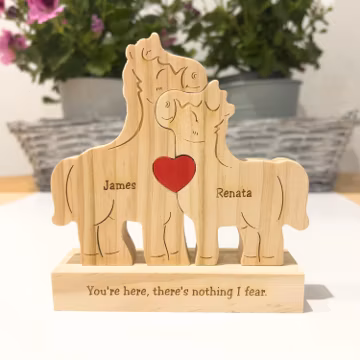 Gift for couples, Wooden horse family puzzle, Custom family gift, Housewarming gift, Bridal shower gift, Home decor, Engagement wedding gift