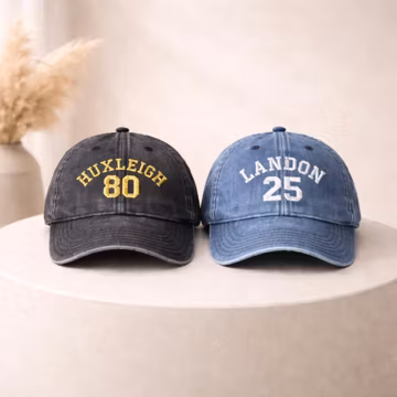 Custom Team Name and Number Hat, Personalized Embroidered Dad Hat, Vintage Style Baseball Hat, Unisex 100% Cotton Hat, (Only Few Left)