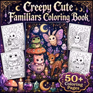 Creepy Cutie Spooky Animals Coloring Book PDF | Coloring Pages | Cute Scary Creatures Digital Download | Adorable Monster Coloring Book