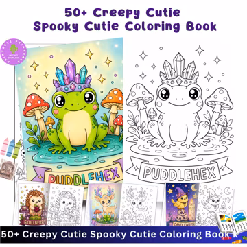 Spooky Creepy Cutie Animal Coloring Book Printable PDF | Gothic Kawaii Creatures Coloring Pages | | Relaxing Digital Coloring Download