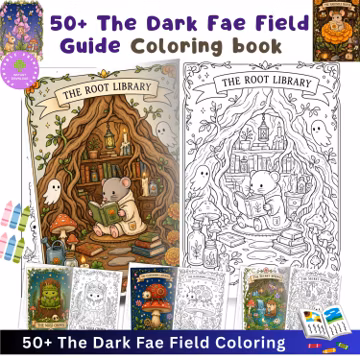 Dark Cottagecore Coloring Pages | Enchanted Forest Coloring Book | Cozy Gothic Nature Art | Relaxing Adult Coloring Book | Digital Download