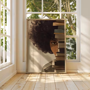 Black Woman Art, Books Art, Modren art, Woman Portrait Poster: Artistic Illustration, Digital Download (ISO Size)