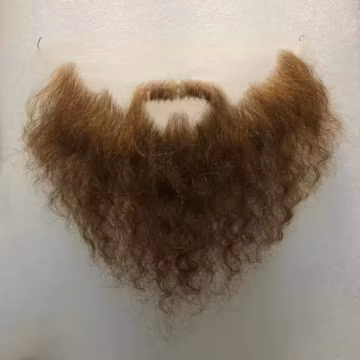Handmade Brown Curly Beard, Human Hair Cosplay Beard
