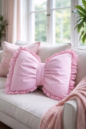 Bow Pillow Sewing Pattern | Ruffle Cushion Tutorial (PDF Download) 2 sizes