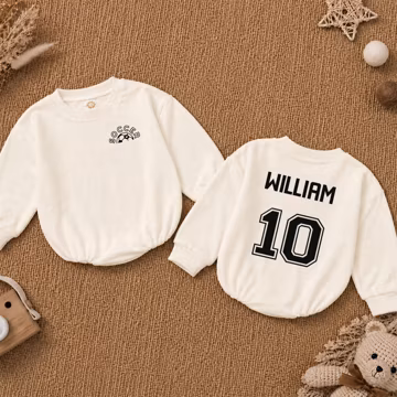 Personalized Soccer Baby Romper, Custom Name and Number Bodysuit, Baby Boy Soccer Outfit, Newborn Sports Clothes, Baby Shower Gift
