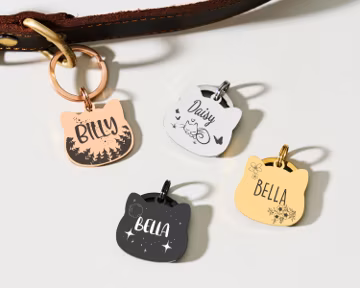 Personalized Cat Head Tag - Cute Cat Name Tag with Double-Sided Engraving, 6 Color Waterproof Cat ID Tag, Small Dog Compatible Collar Charm
