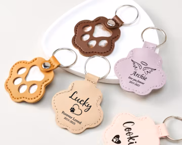 Personalized Leather Pet Hair Keychain, Custom Dog Cat Fur Keepsake, Pet Memorial Gift for Pet Lovers, Pet Sympathy Key Ring