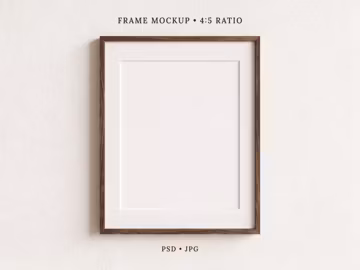 4:5 Realistic Wooden Frame Mockup | 8x10 Frame | PSD Smart Object