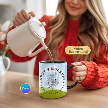Mug Video Mockup, Canva Template Video Mockup, Mug Mockup Video, Drag and Drop Mug Mockup, Mug Mockup MP4 Canva Template Black mug