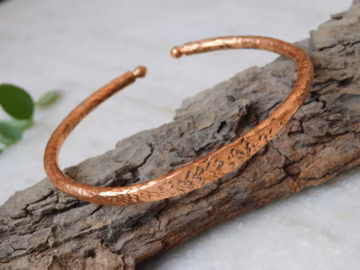 Pure Copper hammered Bracelet , Adjustable Healing bangle Jewelry