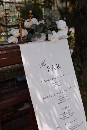 Custom Fabric Bar Menu Sign, Wedding Bar Banner, Signature Cocktail & Drink Menu, Printed on Linen, Modern Wedding Decor
