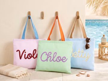 Custom Seersucker Tote Bag Vacation Travel Beach Bag Monogrammed Pool Bag Striped Tote Bridesmaid Gift Graduation Gift Birthday Gift for Her