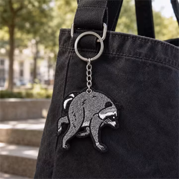 Jimothy Raccoon Embroidered Patch or Keychain, Seattle Trash Panda Bag Accessory