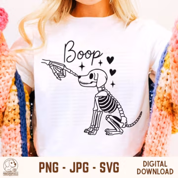 Skeleton Dog Boop PNG: Funny Halloween Clipart for Dog Lovers (Digital Download