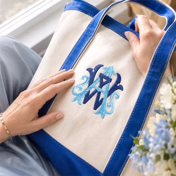 Embroidered Bridesmaid Monogram Tote Bag, Personalized Bridal Party Wedding Gift For Friend, Sister