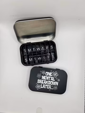 Altoids-Style Pill Organizer Tin with 7 day AM/PM Insert & Tweezer - Weekly Travel Pill Box – 20+ Unique Styles – Portable Medication Case