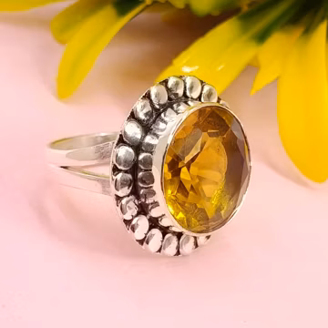 Faceted Citrine Ring: Handmade 925 Sterling Silver November Birthstone