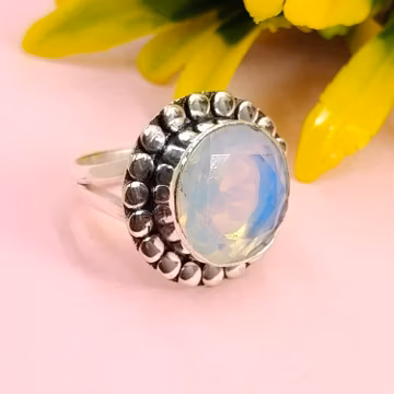 Opalite Ring: 925 Sterling Silver, Boho Gemstone Jewelry