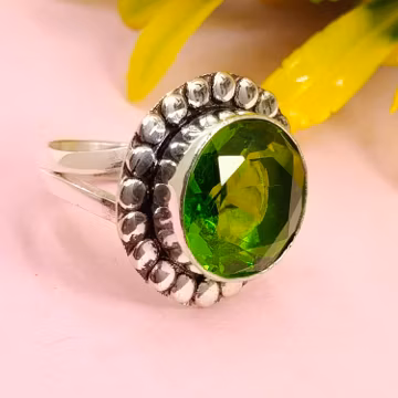 Handmade Peridot Ring: 925 Sterling Silver August Birthstone