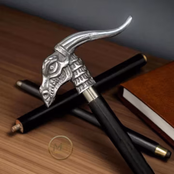 Personalized Dragon Head Walking Cane – Gothic Fantasy Rosewood Shaft