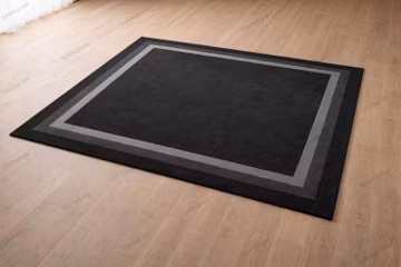 Luxury Black Border Area Rug, Modern Minimalist Rug, Contemporary Living Room Carpet, Handmade Style Bedroom Rug,