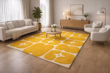 Luxury Yellow Abstract Designer Carpet | Modern Soft Plush Area Rug for Living Room, Bedroom & Home Décor | Premium Trendy Floor Rug