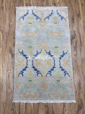 Hand Knotted Wool Rug 8x10 10x12 12x15 Beige Blue Traditional Carpet Vintage Floral Handmade Area Rug Premium Soft Luxury Home Decor Rug