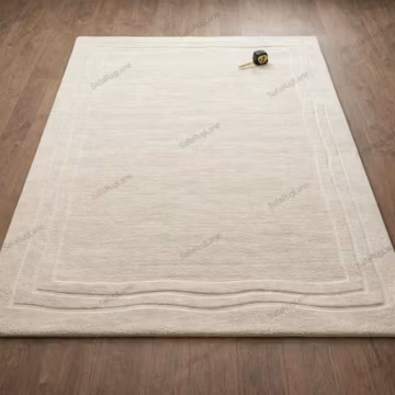Luxury Ivory Minimalist Area Rug, Handmade Tufted Wool Carpet, Modern Neutral Living Room Rug, Soft Plush Bedroom Rug, Large Cream