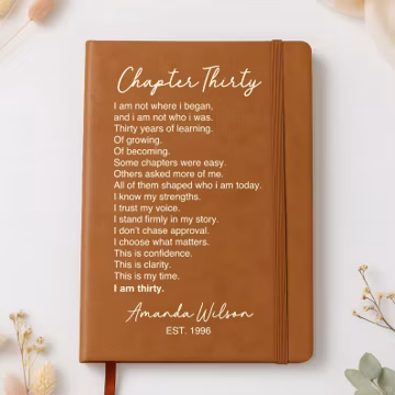 30th Birthday Gift For Women, Leather Journal for Women, Personalized 30th Birthday Gift (FN-ANH4QKL3)