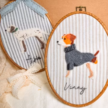 Custom Wool Felt Pet Portrait from Photo, Handmade Needle Felted Dog Cat Art, Personalized Memorial Keepsake Gift, Pet Loss Sympathy Present