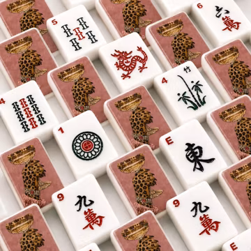 Pink Leopard Print Game Set, Luxury Mahjong Game, Unique Mahjong Gift (160 Pieces)