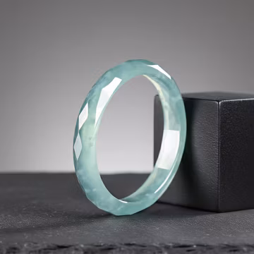 Faceted Jade Ring • Thin Jadeite Ring for Women • Natural Green Jade Band • Dainty Stone Ring • Minimalist Real Jade Jewelry • Stacking Ring