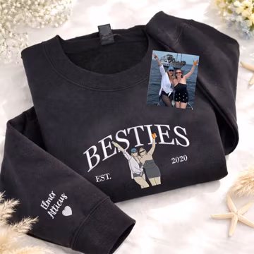 Friendship Sweatshirt | Custom Embroidered Besties Sweater with Picture | Matching Sweatshirts For Best Friend | BFF Gift
