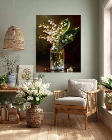 Vintage Lily of the Valley Painting: Soft Floral Still Life - Canvas, Poster, or Framed Decor
