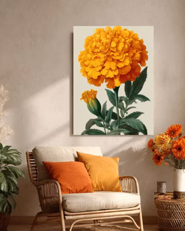 Vintage Marigold Print – Catesby Style Botanical Illustration