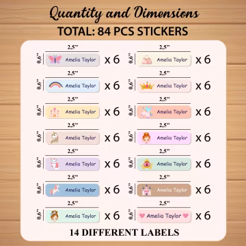 Personalized Unicorn Name Stickers: Waterproof School Labels, Daycare Tags