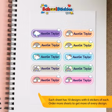 Rainbow Name Stickers: Waterproof Daycare Labels for Kids