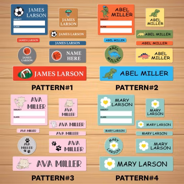 Waterproof Custom Name Stickers for Kids: School Labels, Lunch Box, Clothing Tag