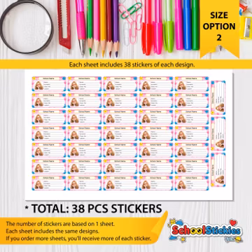 Personalized Photo School Labels: Waterproof Kids ID Stickers