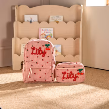Personalized Corduroy Backpack and Lunch Bag Set – Custom Name School Bag for Kids, Toddler Preschool Bag, Back to School Gift